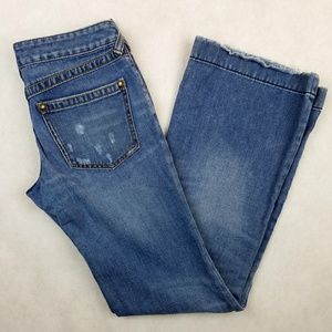 Free People Denim Flare Jeans Frayed Boho